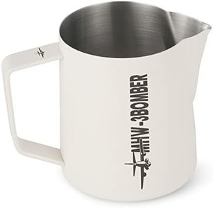 MHW-3BOMBER Milk Frothing Pitcher 600ml/20oz Espresso Steaming Pitcher Latte Art Pitcher Stainless Steel Milk Frother Jug Cappuccino Latte Art Cup, Cream White P5021W, P50#UK