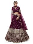 Zeel Clothing Women's Sequins Zari Embroidered Georgette Semi-stitched Lehenga Set For Women (304-Wine-Wedding-Bridal-Latest-New; Free Size) (Wine)