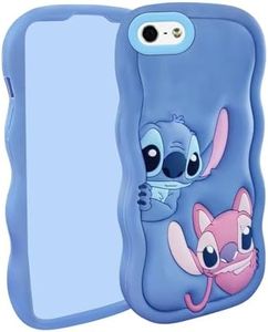 FINDWORLD Cases for iPhone 5S 5C 5 Case, Cute 3D Cartoon Unique Soft Silicone Cool Animal Rubber Character Shockproof Protector Boys Girls Cover for iPhone 5S/5/5C/SE 1ST（2016） Blue