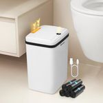 FRESHLIX Smart Touchless Bathroom Trash Can 4 Gallon Automatic Motion Sensor Rubbish Can with Lid Electric Waterproof Garbage Bin for Kitchen, Office, Toilet, Bedroom, RV, White