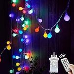 Globe String Lights Mains Powered, 20M/65ft 200 LED Fairy Lights Plug in Waterproof, 8 Modes Outdoor Lights for Patio, Bedroom, Party, Festival,Christmas Decorations (Multi-Coloured)