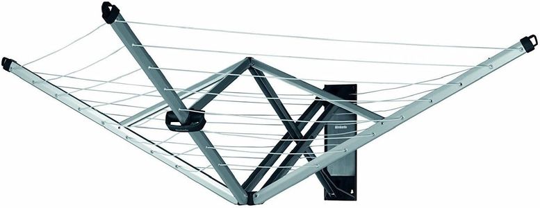 Brabantia WallFix Retractable Washing Line 24m – Wall-Mounted Silver Clothes Air Dryer with Protective Cover