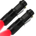 2Pack Red Light LED Flashlight Zoomable, Water Resistant, 1 Light Modes, Adjustable Focus Light for Camping, Hunting, Hiking, Night Vision, Night Fishing, Astronomy and Emergency