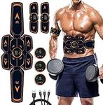 EMS Muscle Stimulator, Abs Trainer, Electric Abdominal Muscle Toner, Rechargeable 8 Modes & 18 Intensities, Muscle Toner for Men & Women, Home Body Fitness Stimulator