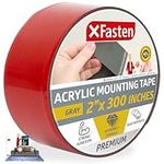 XFasten Extreme Double-Sided Acrylic Mounting Tape Removable, Gray, 2-inch x 300-Inch, Waterproof Indoor and Exterior Double Sides Brick Mounting Tape