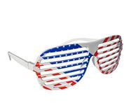 Komonee USA American Flag Shutter Shades Fun Novelty Plastic Party Retro Fancy Dress Costume Prop Rave Club Eyewear Disco Adults 80's Sunglasses