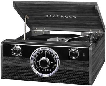 Victrola Metropolitan Mid Century 4-in-1 Bluetooth Record Player & Multimedia Center with Built-in Speakers - 3-Speed Turntable, AM/FM Radio, Wireless Music Streaming | Grey