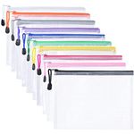 Vicloon Plastic Wallets A5, 10Pcs Zip Lock Bags Mesh Document Wallet Document Folders Plastic Pockets Zipper File Wallet for School Office Homework Storage Bags Travel