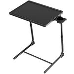 TV Tray Table, Allpop TV Dinner Tray for Eating, Adjustable Folding Laptop Table with 6 Heights & 3 Tilt Angles, Cup Holder on Couch & Bed, Black