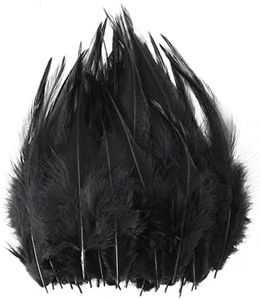 200pcs 5-7 Inches Saddle Hackle Black Rooster Feather for Crafts Natural Pheasant Neck Feathers DIY Pendant Earrings Dream Catcher