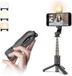 27.7 inch Mini Selfie Stick, VISOOP Extendable Phone Tripod with Wireless Remote, LED Fill Lights, Stable and Firm Travel Tripod, for Selfies, Video, Compatible with iPhone & Android Devices -Black…