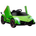 HOMCOM Lamborghini Veneno Licensed 12V Kids Electric Ride On Car with Butterfly Doors, Powered Electric Car with Remote, Music, Horn, Suspension for Ages 3-6 Years - Green