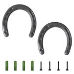 MOROBOR Cast Iron Horseshoe Wall Decor, 2pcs Medium Horseshoe Durable Cast Iron 5 Holes On Each Side for Good Lucky, Wall Hung