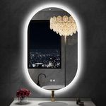 S·BAGNO 20''x32'' Oval LED Bathroom Mirror with Lights, Anti-Fog, 3 Colors Temperature & Dimmable, Lighted Mirrors for Bathroom Wall with Memory Function, Waterproof, Shatter-Proof