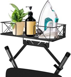 Ironing Board Hanger Wall Mount, Ironing Board Holder, Laundry Room Decor Organization and Storage with Large Storage Grid Base Basket and Removable Hooks(T&V Shaped) for Laundry/Living Room/Bathroom