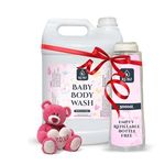 Rubz Baby Body Wash Refill Pack 5L | Liquid Soap | Shower Gel | with Refillable 500 ml Plastic Bottle | Best for Hotel, Spa, Salon, Joint Family | SLS Free | Paraben Free