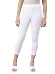 TWIN BIRDS Tailored Cut & Classic Fit White Plus Coloured Stretchable Viscose Elasthane Fabric Mid-Rise Skinny Fit High Ankle/Cropped Length Leggings for Women - S