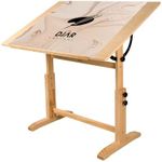DJAR Adjustable Wooden Drawing Table, 42"x30" Artist Drafting Desk for Painting, Sketching, Writing, Natural