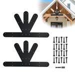 ITeVe.GD Gable Plate,Black Powder-Coated Truss Connector Bracket,6:12 Pitch,4 mm / 0.16" Steel Truss Nail Plates for Wooden Beam Fixed,Decorative Gable Plate with Bolts Support Shed Build(2Pack)