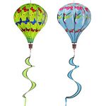 2Pack Hot Air Balloon Wind Spinners Outdoor Hanging, HADEEONG Large Wind Spinners Outdoor Windmill Balloon Spinners for Yard and Garden Wind Twister (Hummingbirds + Butterfly)