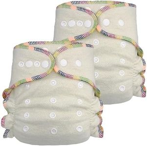 Overnight Hemp Fitted Cloth Diaper: Adjustable One-Size with Snap Buttons and 2 Cotton Hemp Inserts, Unisex Baby (2-Pack)