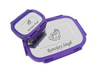 SAVRI Personalized Stainless Steel Lunch Box with Your Child Name and Favourite Character Engraved on Tiffin Box. for Birthdays, Return Gift, Kids, Students, School Meal Box (Purple)