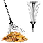 Adjustable Leaf Rake 85-175cm - with Expandable Head 20-40cm Garden Rake for Lawns & Tight Spaces - Lightweight Design for Adults/Kids