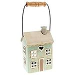 Village Pottery Small Pale Blue House Heart Tealight Lantern Holder