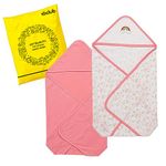 MY NEWBORN by 10CLUB Hooded Blanket Wrapper-Set of 2 | 100% Organic Fibre | Baby Blankets Newborn 0-2years | Baby Swaddle wrap for New Born | Gifting | Multipurpose Rashproof Blanket