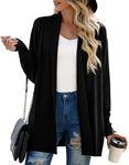 GRECERELLE Women’s Open Front Draped Lapel Cardigan Long Sleeve Loose Slouchy Lightweight Knit Soft Sweater, 02 Black, Small