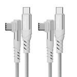 100W USB C to USB C Cable - 2 Pack 10ft Fasgear USB 2.0 Type C to Type C PD Cable 5A Fast Charging Right Angle Compatible with N1 Tablet,Mac-Book Pro 2021,i-Pad Air 4 2020,Sam-Sung Galaxy Note (Grey)