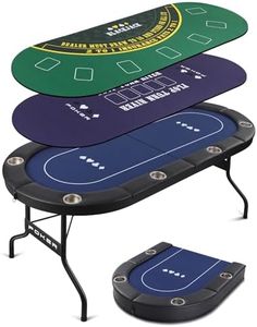 Scpoloco Poker Table Foldable, Portable Poker Table for Texas Holdem Poker and Blackjack, 8 Player Folding Poker Tables with Double-Sided Poker Mat, Padded Rails & Cup Holders, Casino Grade Felt