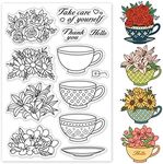 GLOBLELAND Tea Cup Clear Stamps Cup