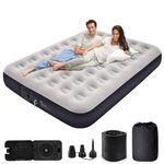 Inflatable Queen Air Mattress with Built-in 2500mAh Battery Pump 10" Height Inflatable AirBed Fast&Easy Inflation/Deflation Mattress for Camping Home Trunk Bed Travel Cushion Durable Blow up Bed