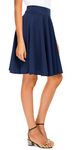 Urban CoCo Women's Basic Versatile Stretchy Flared Casual Midi Skater Skirt(Navy Blue, L)