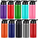 10 Pieces Reusable Aluminum Water Bottles Bulk Multicolor Outdoor Sports Water Bottles Multipack Travel Bottles for Gym, Hiking, Cycling, Camping, Fishing (Snap Lid, 20oz)