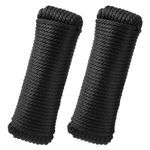 SDLTHR 2 Pack 3/8 Inch 100 ft Solid Braided Polypropylene Rope,Nylon Rope, All Purpose Boat Marine RopeThick Rope for Camping and Flag Pole, Indoor and Outdoor Use, Black