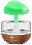 Weljoy Zen Raining Cloud Night Light Aromatherapy Essential Oil Diffuser Micro Humidifier Desk Fountain Bedside Sleeping Relaxing Mood Water Drop Sound (Light Wood Pattern)