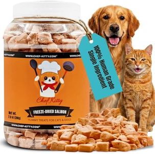 Freeze Dried Salmon Cat Treats | 100% Wild Caught Salmon Dog Treats, Grain- Free | High Protein, Single Ingredient Cat & Dog Food Toppers | No Additives or Preservatives | Tested in USA | 5.3 oz