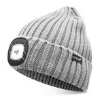 COTOP LED Beanie with Light,USB Rechargeable Hat Hands Free 4 LED Headlamp Cap Winter Knitted Night Lighted Hat Flashlight Women Men Gifts for Dad Him Husband (Gray)