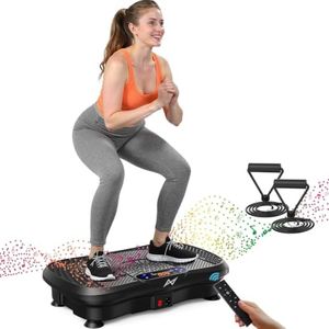 AXV Vibration Plate Exercise Machine Fitness Platform Body Vibrating Board | Powerful 200W Bluetooth Oscillating Curved Design Shake Plate for Lymphatic Drainage Recovery Whole Body Toning With Handles