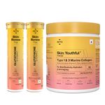 SETU Skin Renew Glutathione Fizz 30 Tablets For Skin Glow & Brightness With Skin Youthful Collagen Powder (Peach Mango,210 G) | Fight Fine Lines & Wrinkles For Women & Men (Combo Pack)