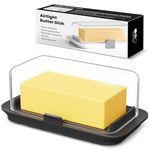 Pisol Large Butter Dish for 250g and 500g Butter, Airtight Butter Keeper with Lid Fit a Full Pound Block of Butter, Locking Butter Container for Countertop, Cat/Dog Proof, Black
