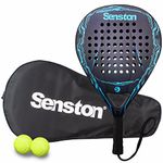 Senston Paddle Tennis Racket Carbon-Fiber Surface with EVA Memory Flex-Foam Core - Padel Racket with Carry Bag and Balls for Pop Tennis Beach Tennis.