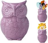 Comfify Owl Utensil Holder Decorative Ceramic Cookware Crock & Organizer, in Lovely Purple Color - Utensil Caddy and Perfect Kitchen Ceramic Decor Gift - 5” x 7” x 4” Compact & Cute