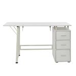 Sewing Online Large Sewing Table with 3 Drawers, White - Sewing Machine Table with Adjustable Platform, Drop Leaf Extension, and Drawers. Use as a Quilting/Craft Table or Computer/Game Desk - WC1011