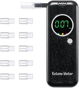 Ketone Breath Analyzer Portable, Ketone Breath Meter Digital, Ketosis Breath Tester Tracing Ketones Status, with 10 Replaceable Mouthpieces (Black)