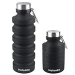 Nefeeko Collapsible Water Bottle, Reuseable BPA Free Silicone Foldable Portable Leak Proof Sports Water Bottle with Carabiner for Travel Gym Camping Hiking,