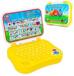 VGRASSP Educational Laptop Toy for Kids with Different Music and Sounds of Scriptures, Alphabets, Words, Spellings, Numbers - Volume Adjustable Function - Convenient Learning Toy - Yellow