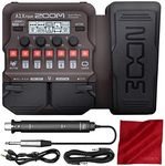 Zoom A1X FOUR Acoustic Instrument Multi-Effect Processor with Expression Pedal for Acoustic Guitar, Saxophone, Trumpet, Violin, Harmonica or Acoustic Bass + Basic Bundle Cables & Fibertique Cloth